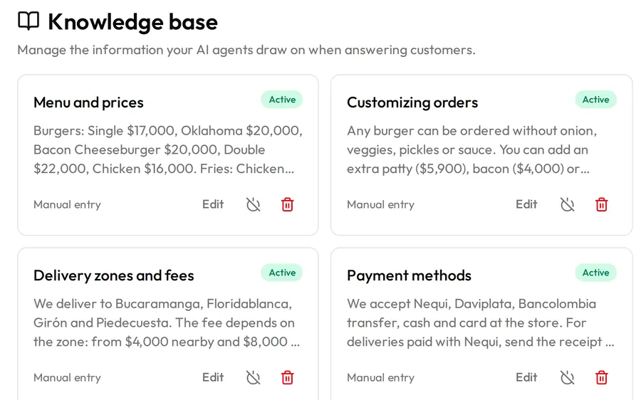 The AI agent's knowledge base
