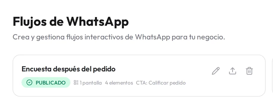 Flujos de WhatsApp publicados